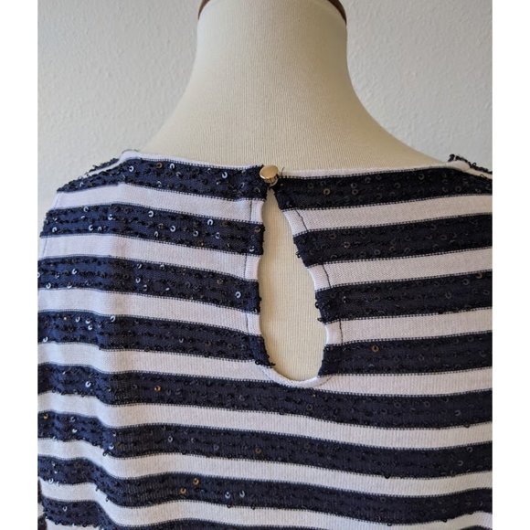 Chico's Cold Shoulder Striped Sequin Top L - Picture 6 of 6